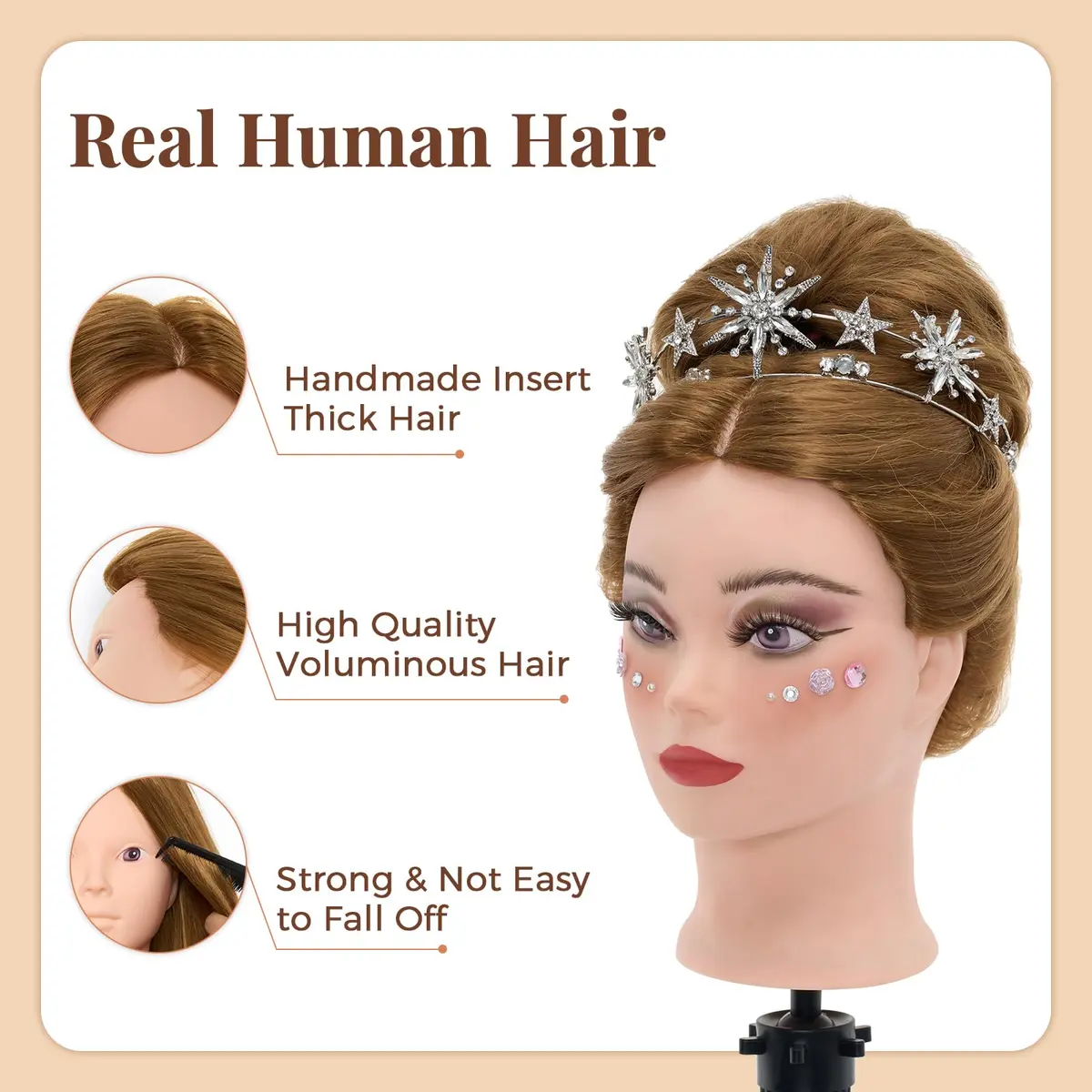 Neverland Beauty & Health Mannequin Head with 80% Real Human Hair | 28 Inch for Hair Styling & Make up Practice - view 4