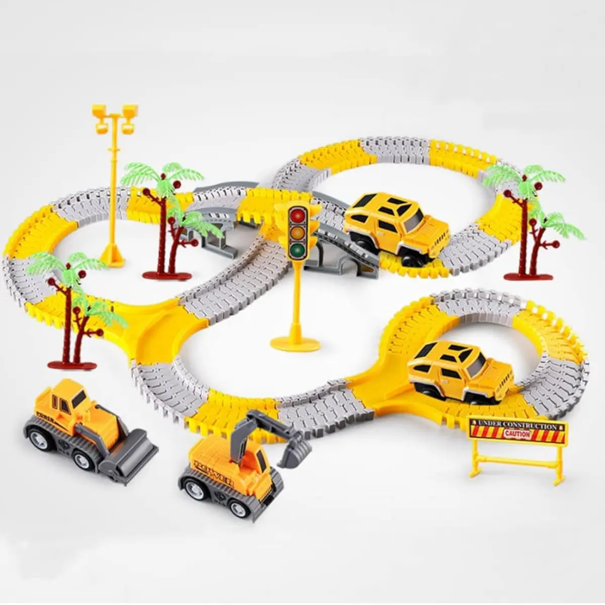 KEXBOVT 234 Pcs Construction Race Track Toys Set | DIY Flexible Track & 2 Electric Cars for Kids 3-8 - main product image
