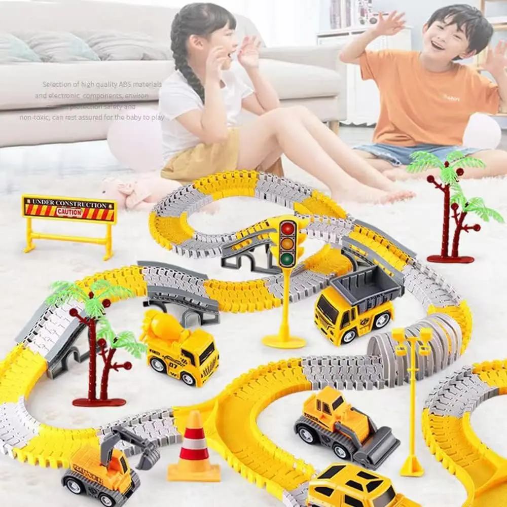 KEXBOVT 234 Pcs Construction Race Track Toys Set | DIY Flexible Track & 2 Electric Cars for Kids 3-8 - view 8