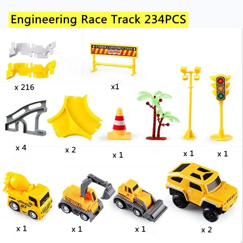KEXBOVT 234 Pcs Construction Race Track Toys Set | DIY Flexible Track & 2 Electric Cars for Kids 3-8 - view 2