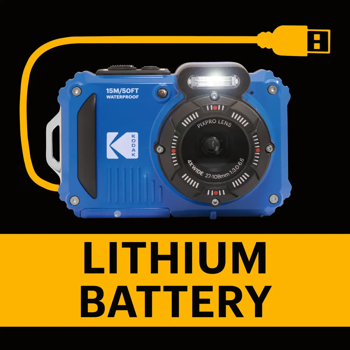 KODAK PIXPRO WPZ2 Waterproof Digital Camera 16MP 4X Optical Zoom Blue | 15m Waterproof, 1080p HD Video - view 8