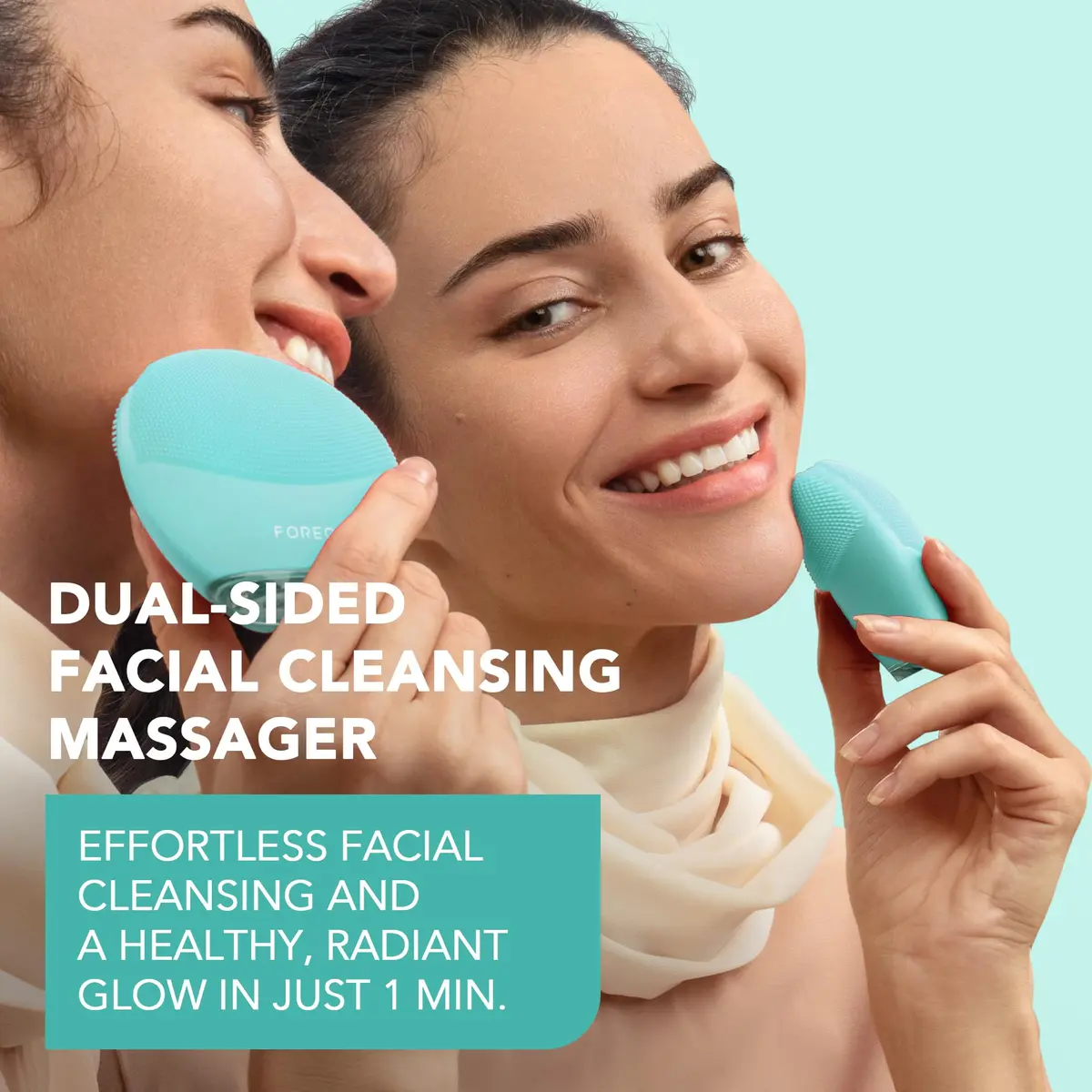 FOREO Luna 4 mini Facial Cleansing Brush & Face Massager, Arctic Blue | Deep 2-Zone Silicone & T-Sonic Pulsations - view 2
