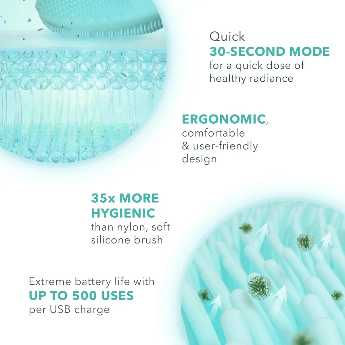 FOREO Luna 4 mini Facial Cleansing Brush & Face Massager, Arctic Blue | Deep 2-Zone Silicone & T-Sonic Pulsations - view 3
