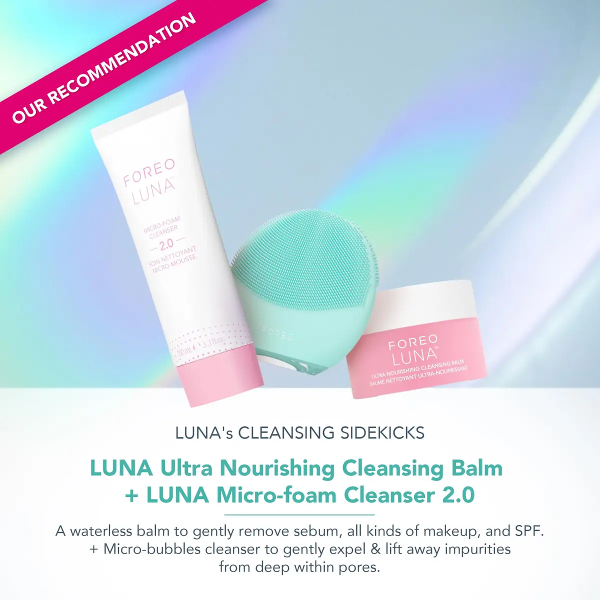 FOREO Luna 4 mini Facial Cleansing Brush & Face Massager, Arctic Blue | Deep 2-Zone Silicone & T-Sonic Pulsations - view 4
