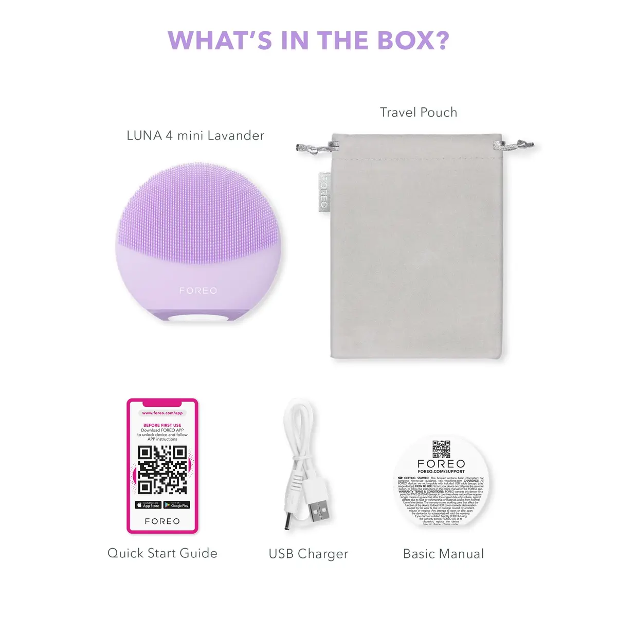 FOREO Luna 4 mini Facial Cleansing Brush & Face Massager, Lavender | Deep Clean & Glow Boost (70-120 chars) - view 7