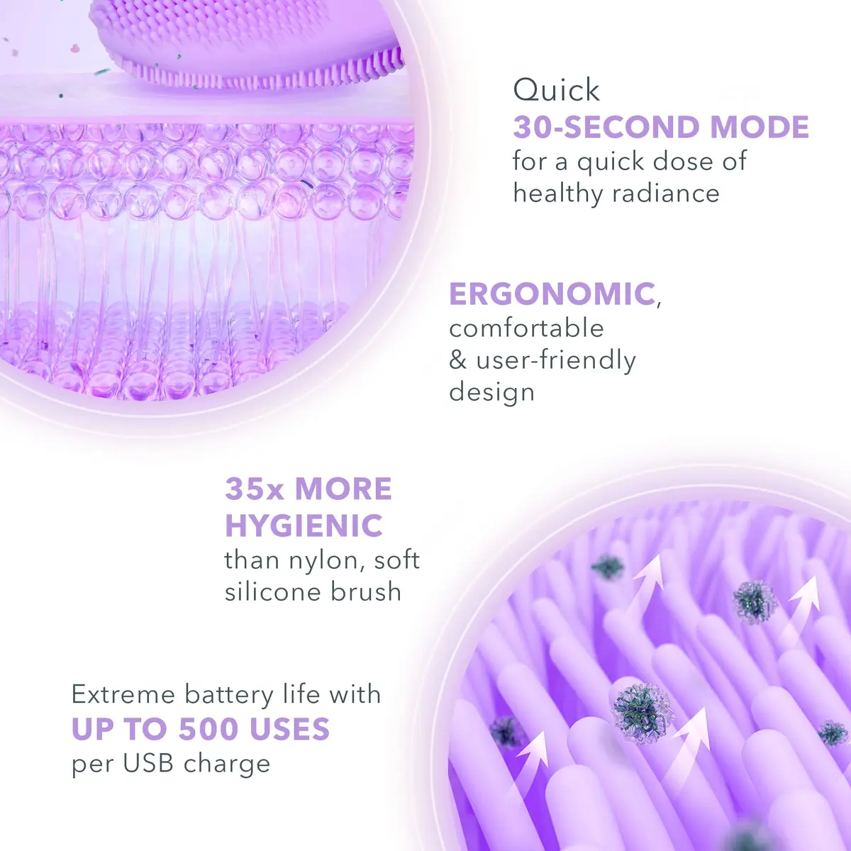 FOREO Luna 4 mini Facial Cleansing Brush & Face Massager, Lavender | Deep Clean & Glow Boost (70-120 chars) - view 3