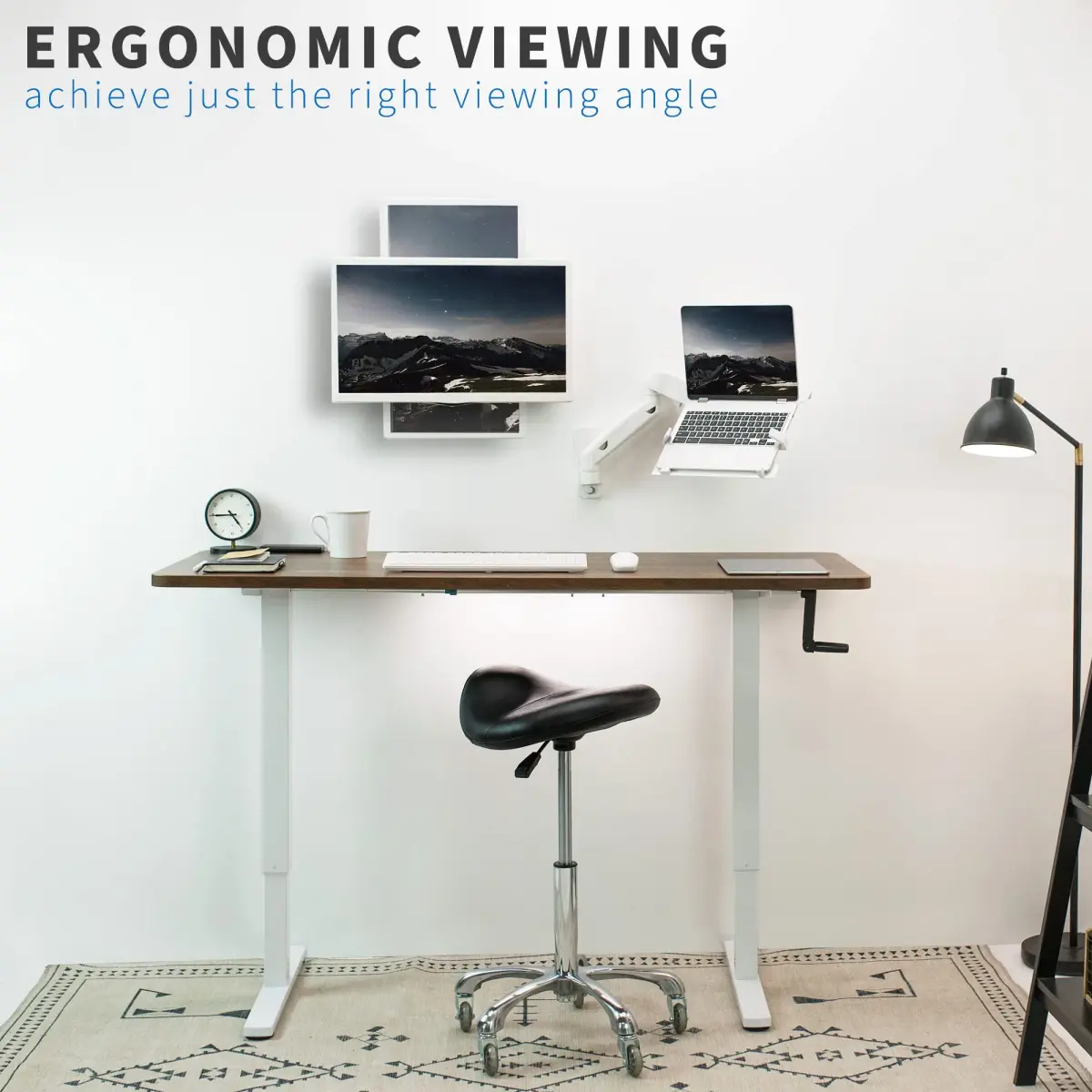 VIVO Height Adjustable Single Monitor Wall Mount (White) | Fits 17"-32" Screens, 7.98 kg Max Load, VESA 100x100mm - view 8