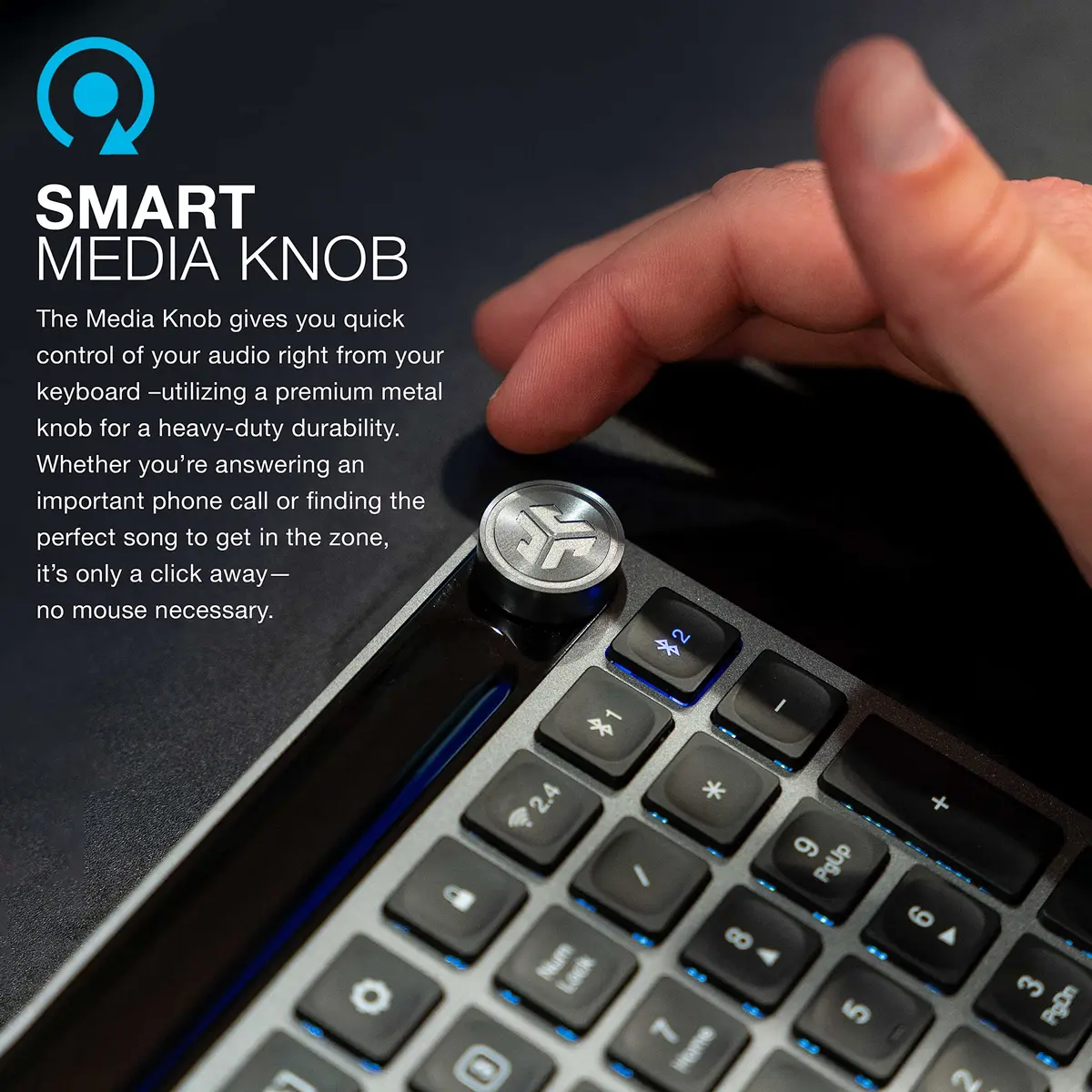 JLab Epic Wireless Keyboard Bluetooth 5.2 Multi-Device Backlit 108 Keys Black | Connect 3 Devices Instantly - view 7