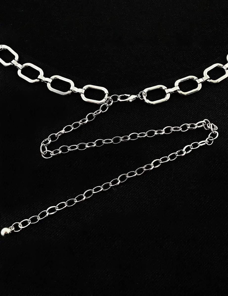 TOPACC Silver Chain Belt for Women | Dainty Metal Link Waist Accessory (28-36in) - view 8