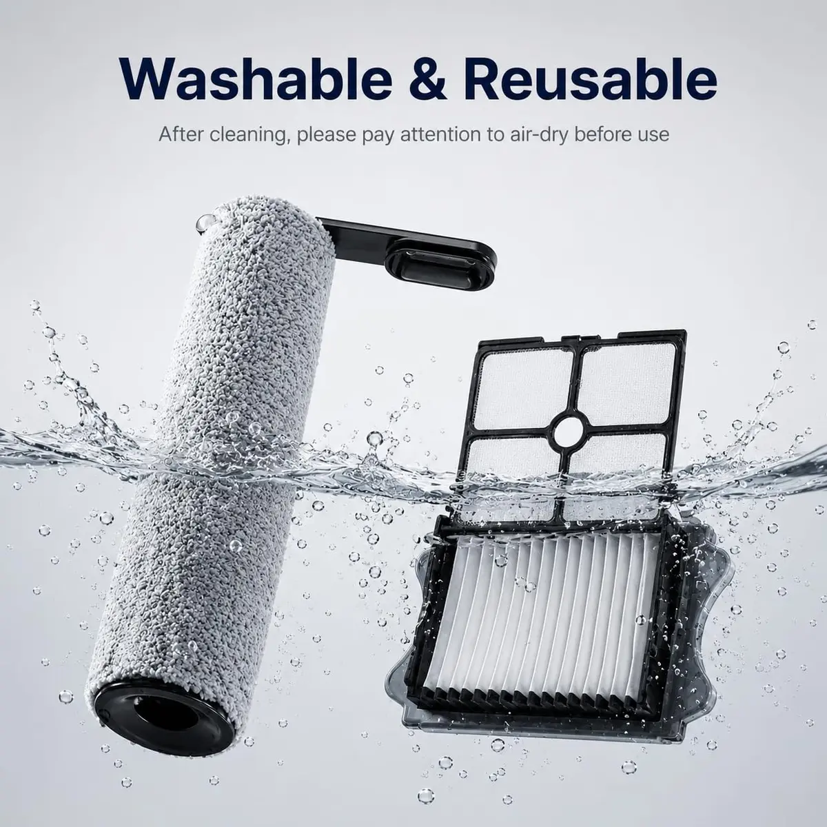 Bluearks Tineco Floor ONE S5 Replacement Brush Rollers & HEPA Filters (2 Brush Rollers + 2 Filters) | Captures 99.97% Particles - view 6