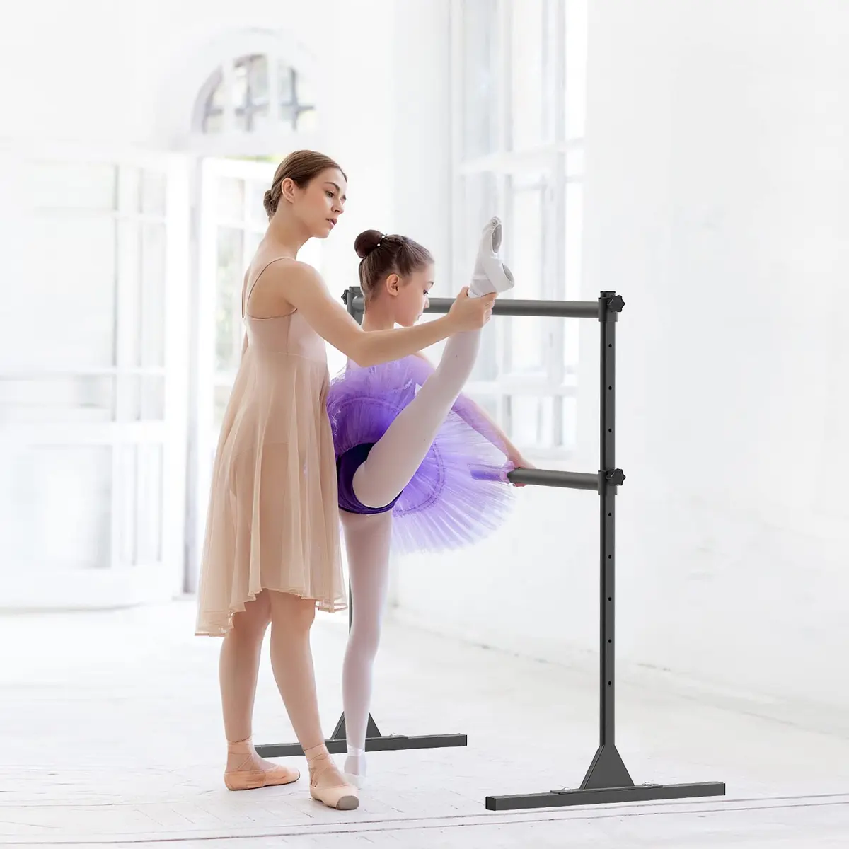 SELEWARE 4 FT Steel Freestanding Ballet Barre | Height Adjustable Dance Bar for Home & Studio Use - view 5