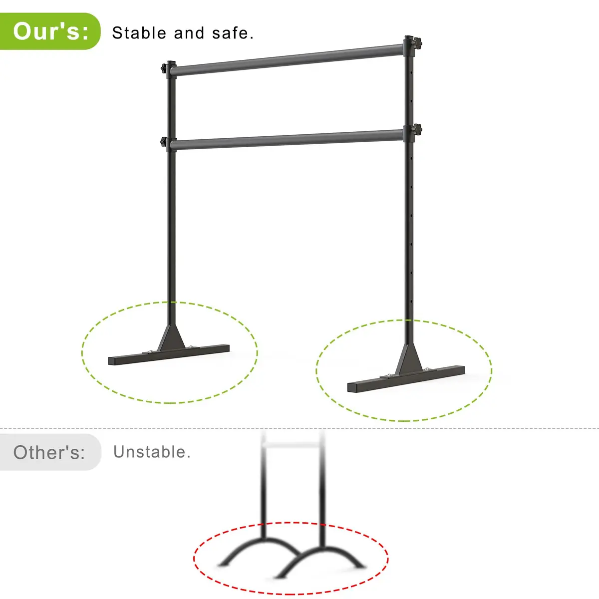 SELEWARE 4 FT Steel Freestanding Ballet Barre | Height Adjustable Dance Bar for Home & Studio Use - view 3