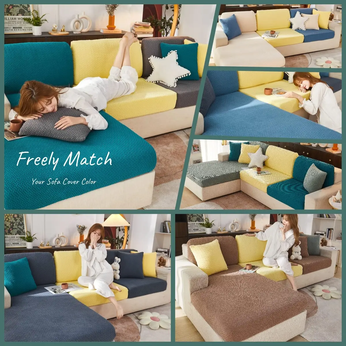 Jonuiony Universal Sofa Slipcover 2024 Wear-Resistant High Stretch Furniture Protector (Yellow, Large 1 Seat) | Full Sofa Coverage - view 6