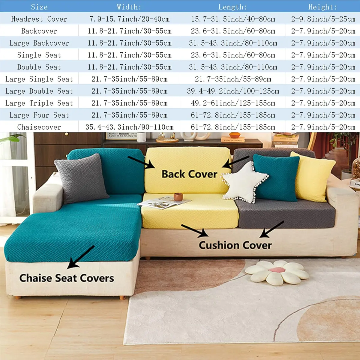 Jonuiony Universal Sofa Slipcover 2024 Light Grey | Wear-Resistant, Elastic, Fits L-Shaped & Sectional Sofas - view 10