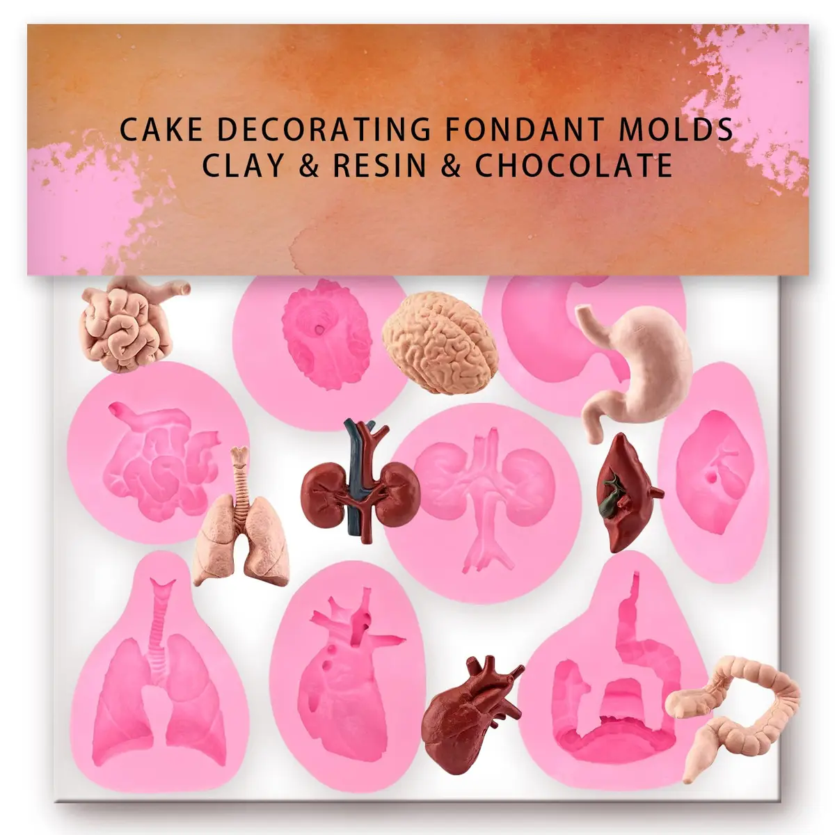 IKOJING Food Preparation Mold 8 pcs | Silicone Halloween Organ Cake Decor (23.8cm x 20cm) - view 7