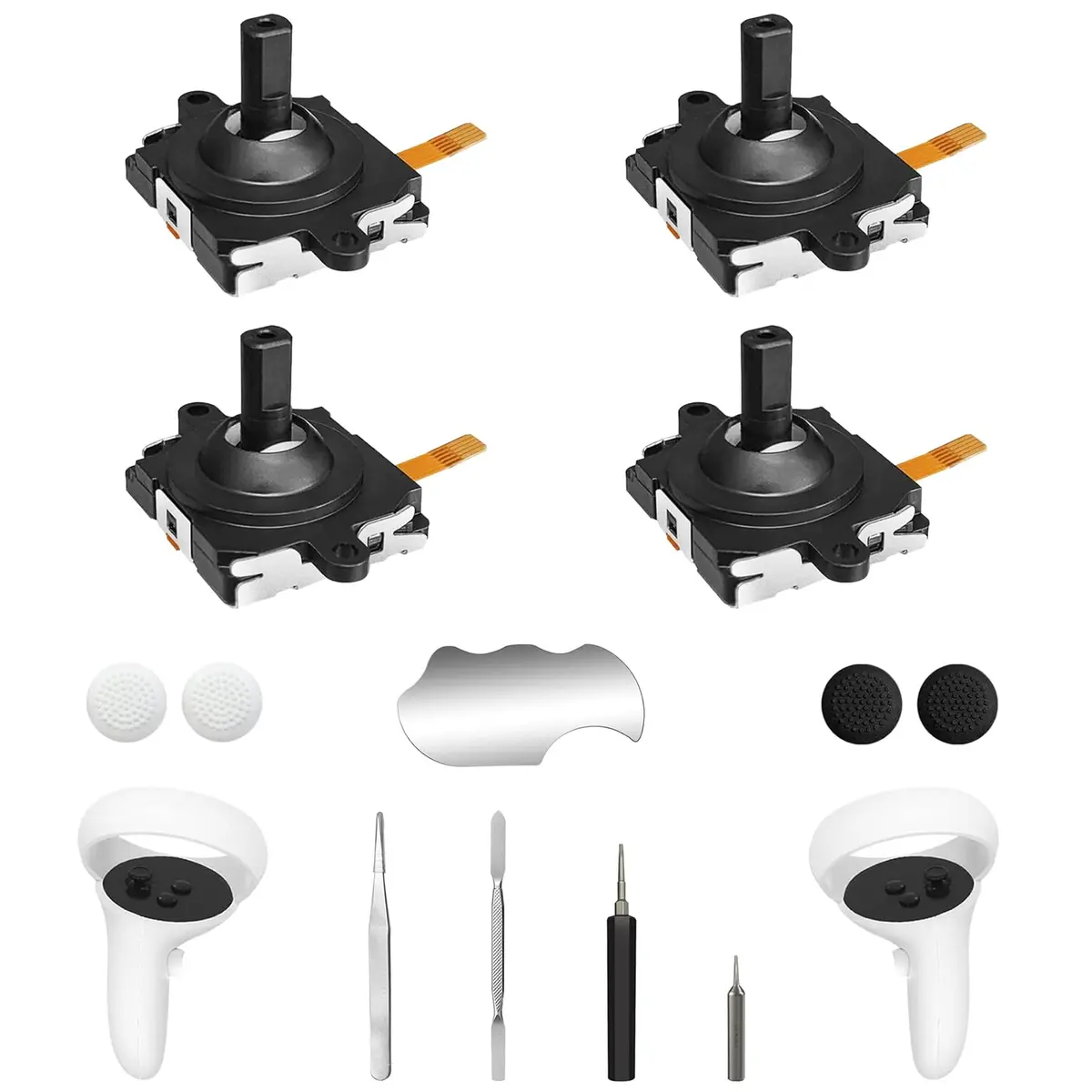 OLCLSS Joystick Replacement Kit for Oculus Quest 2 & Meta Quest 3 Controllers | 3rd Gen Analog Stick Repair Set with T5 Screwdriver & Thumbstick Caps - main product image