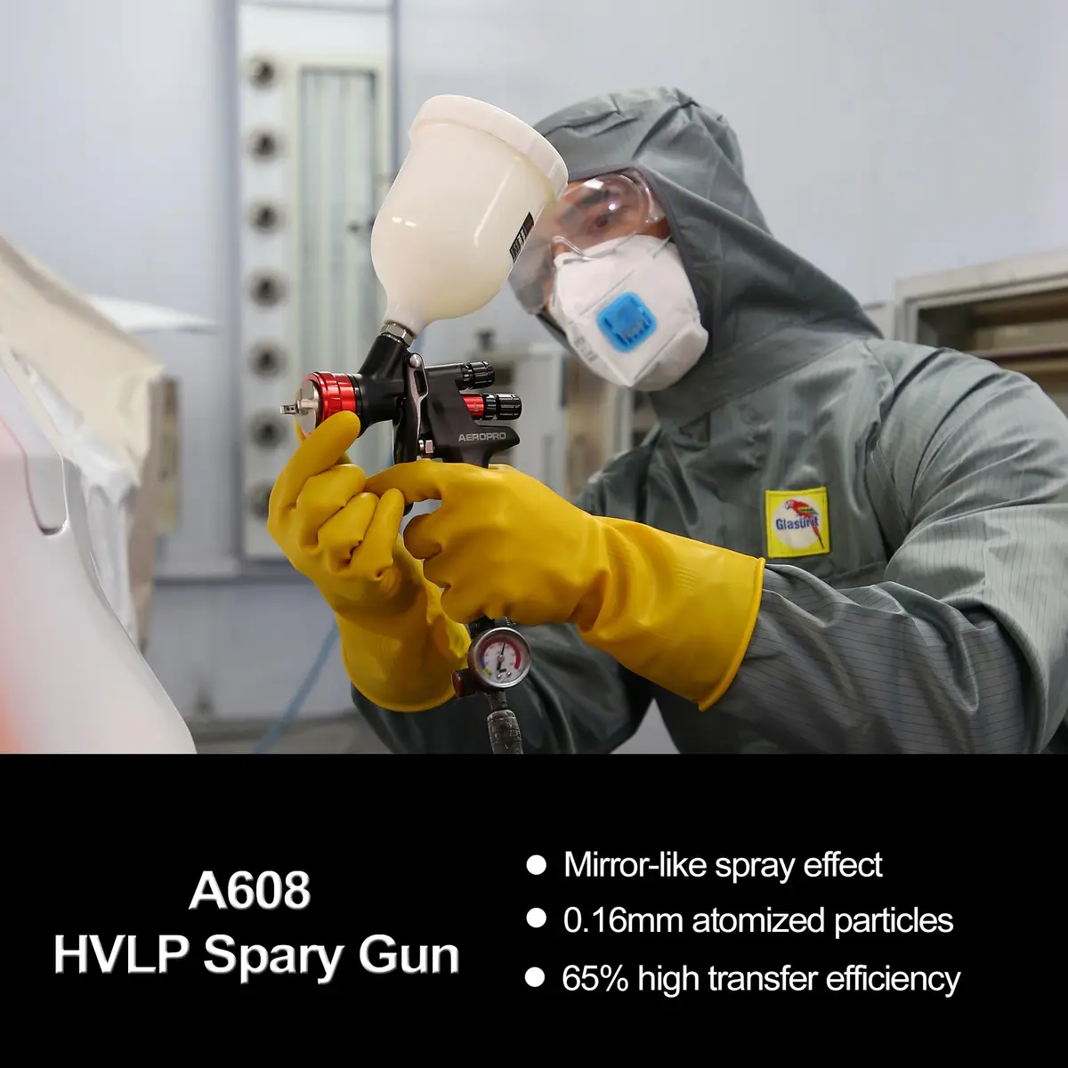 AEROPRO A608 HVLP Air Spray Gun 1.3mm Nozzle 600cc Cup | High Transfer Efficiency Automotive Paint Sprayer - view 2