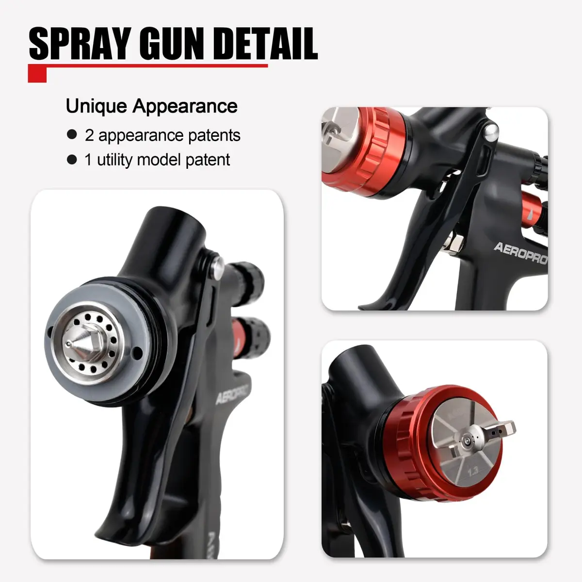 AEROPRO A608 HVLP Air Spray Gun 1.3mm Nozzle 600cc Cup | High Transfer Efficiency Automotive Paint Sprayer - view 3