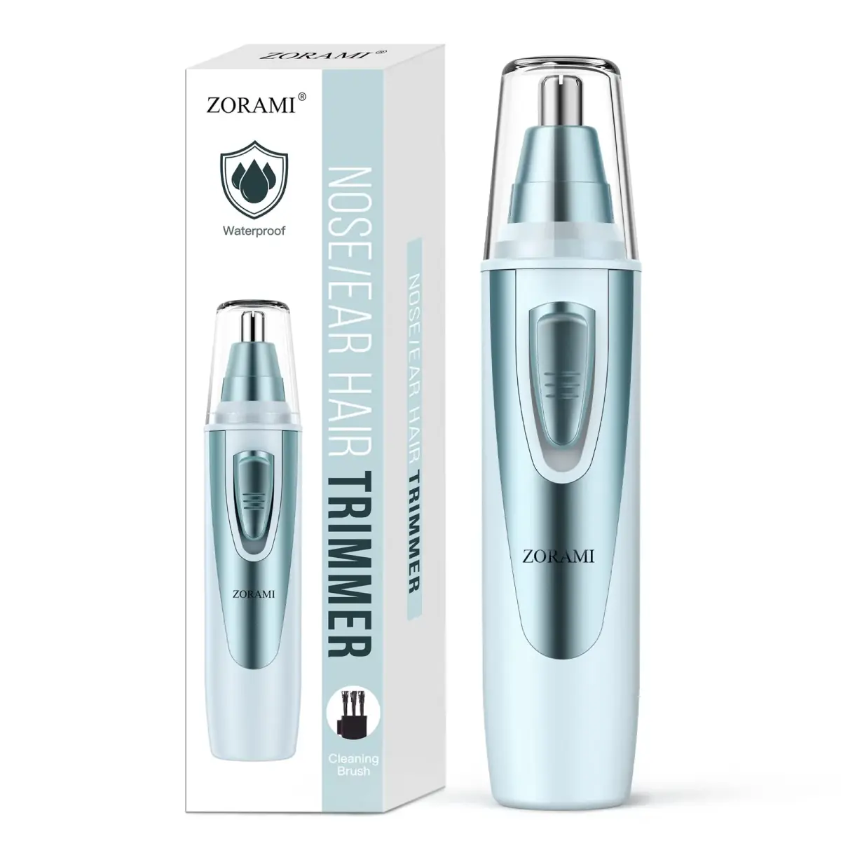 ZORAMI Professional Ear and Nose Hair Trimmer Blue | Painless Dual-Edge Blades for Men & Women - main product image