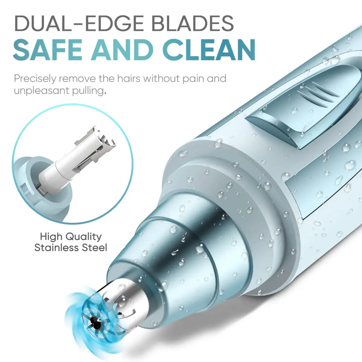 ZORAMI Professional Ear and Nose Hair Trimmer Blue | Painless Dual-Edge Blades for Men & Women - view 3