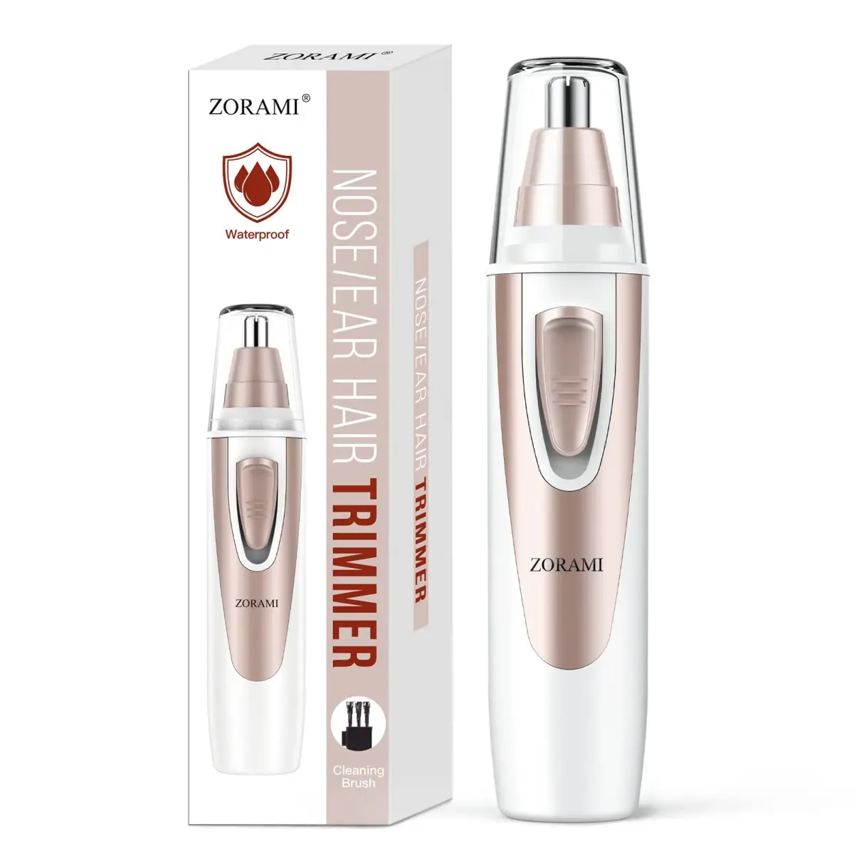 ZORAMI Professional Ear and Nose Hair Trimmer Pink | Painless Facial Hair Trimmer with IPX7 Waterproof - main product image