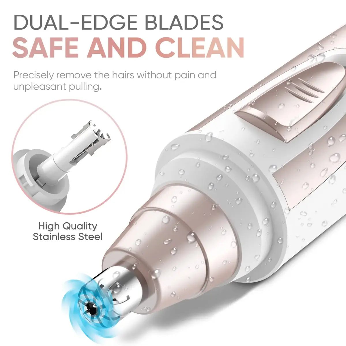ZORAMI Professional Ear and Nose Hair Trimmer Pink | Painless Facial Hair Trimmer with IPX7 Waterproof - view 3