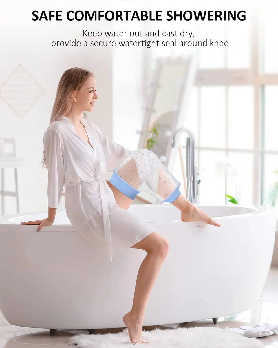 Zoyehoo Waterproof Knee Cover for Shower Adult After Surgery | Reusable, Watertight, Stretchy, Fits 11.8"-20.8" Leg Circumference - view 5