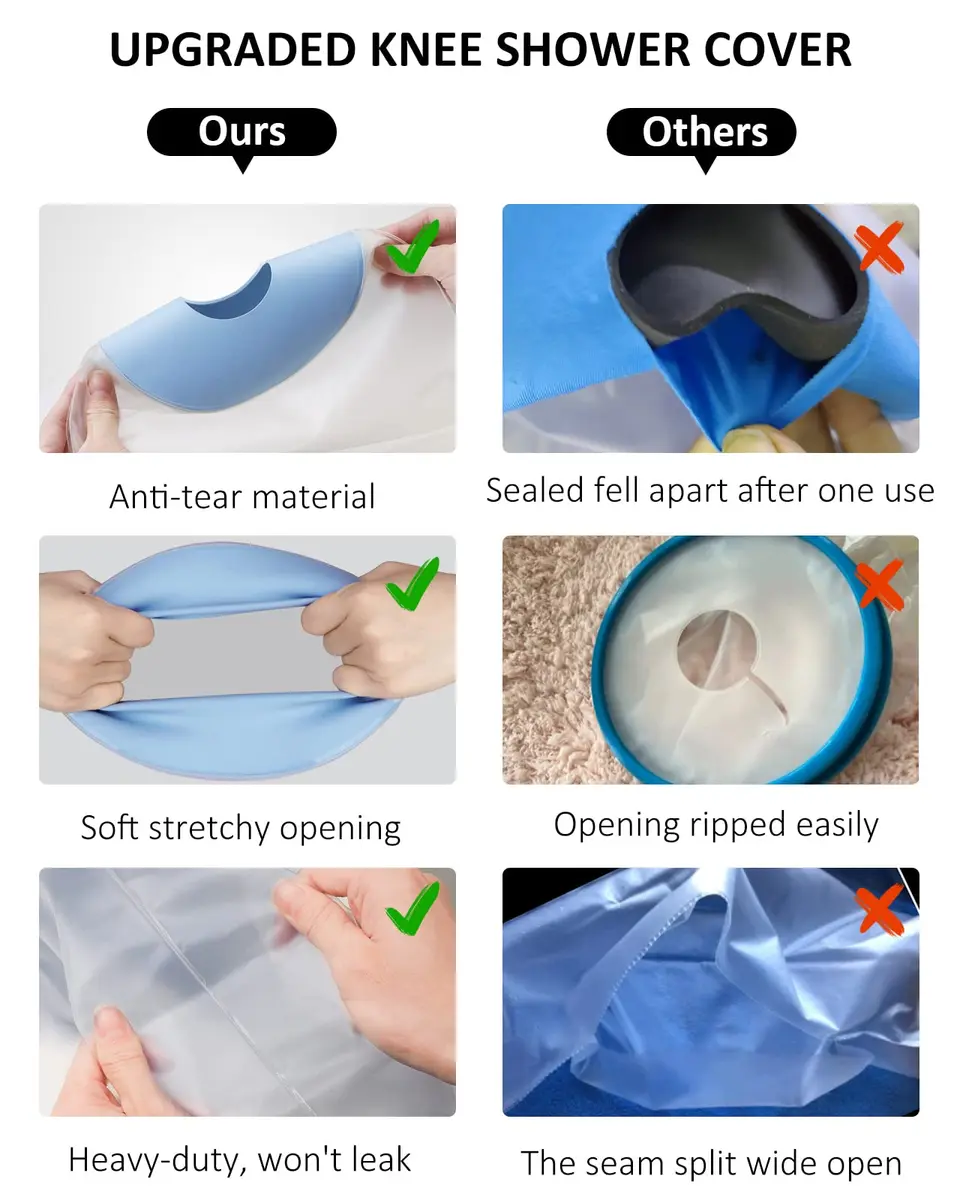 Zoyehoo Waterproof Knee Cover for Shower Adult After Surgery | Reusable, Watertight, Stretchy, Fits 11.8"-20.8" Leg Circumference - view 4