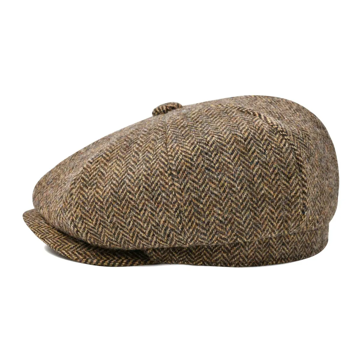 BOTVELA Wool Blend Newsboy Flat Cap 7 7/8 | Classic 8 Panel Tweed Hat for Men - view 2