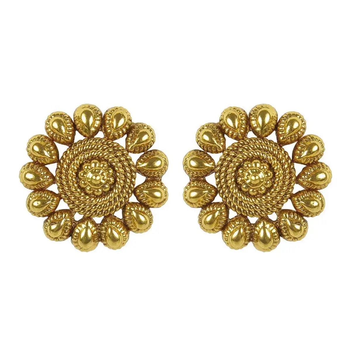 I Jewels Gold Plated Necklace and Earrings Set with Round Yellow Stones | 12.5cm Necklace Length, 2.5cm Earring Height - view 7