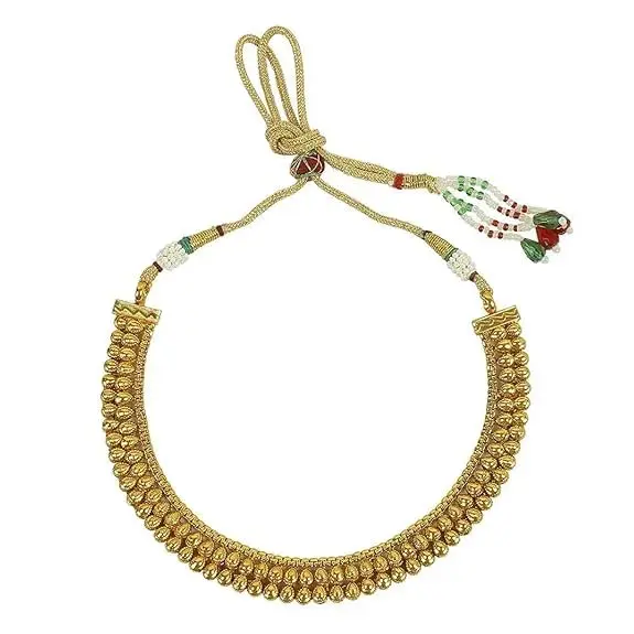 I Jewels Gold Plated Necklace and Earrings Set with Round Yellow Stones | 12.5cm Necklace Length, 2.5cm Earring Height - view 3