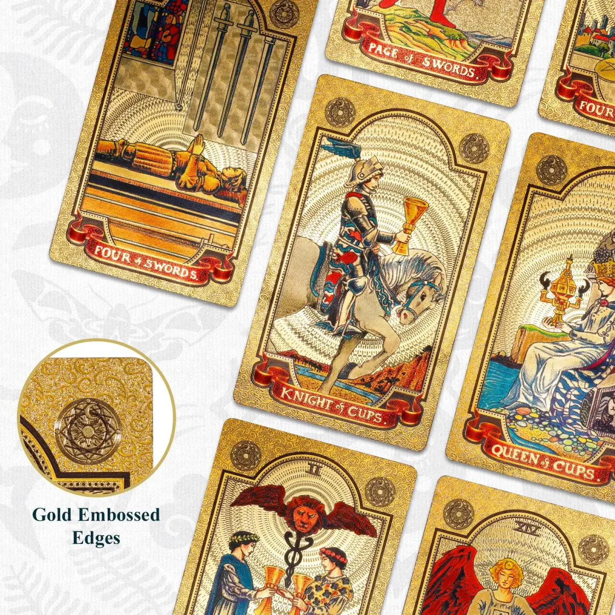 KIINO Gold Foil Tarot Cards with Guide Book & Box | 78 Cards, Waterproof PVC, Adult - view 2