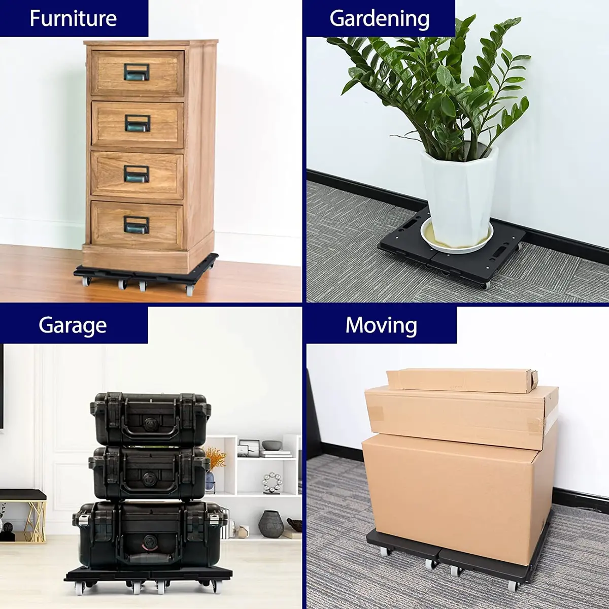 Insdawn Furniture Dolly 4 Pack Heavy Duty Moving Dollies 500 Lb Capacity | Connectable Wheels for Heavy Furniture - view 6