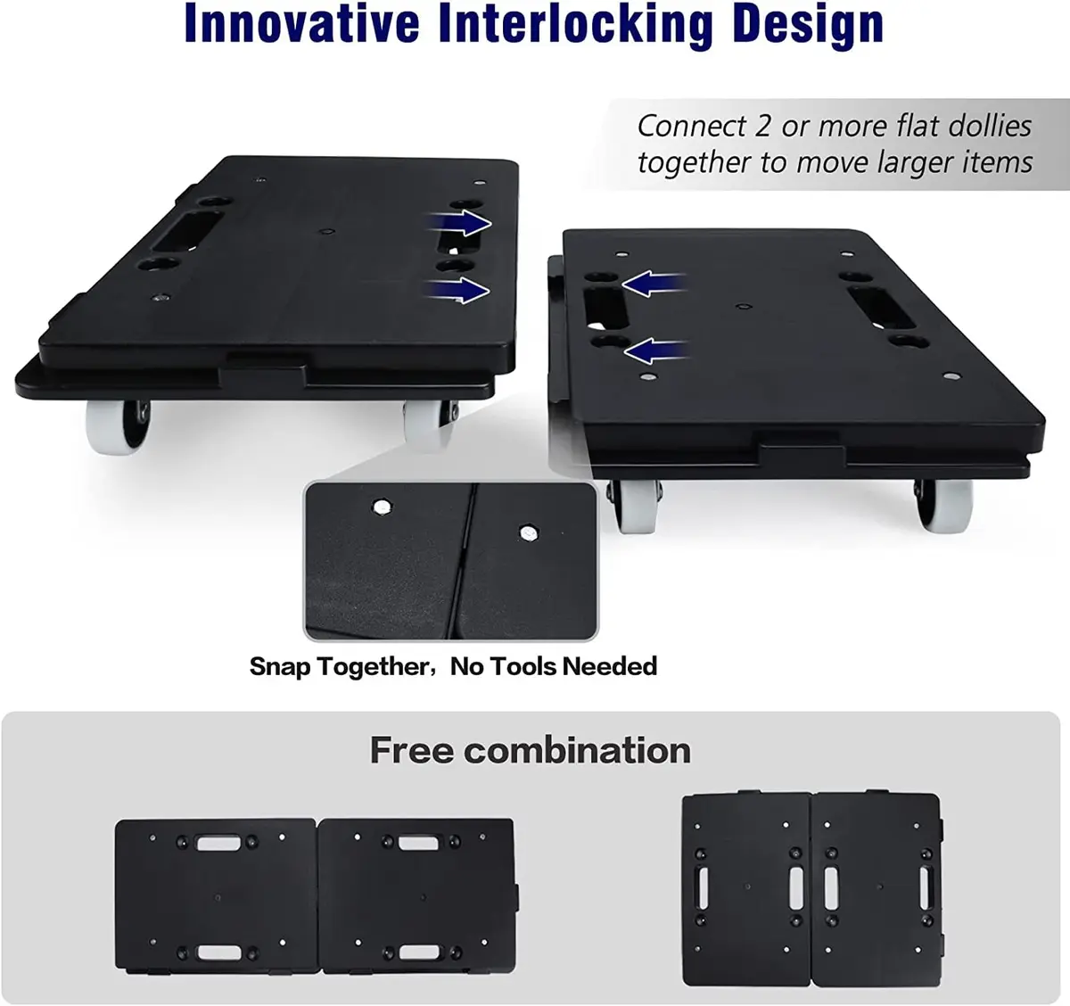 Insdawn Furniture Dolly 4 Pack Heavy Duty Moving Dollies 500 Lb Capacity | Connectable Wheels for Heavy Furniture - view 4