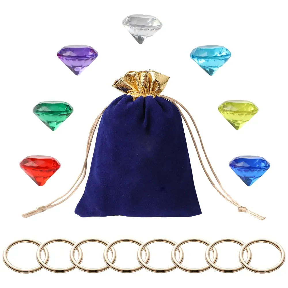 CORODER Blue Hedgehog Bag Include Acrylic Gems & Gold Rings | Kids Party Favor (6 inch x 4.7 inch) - main product image