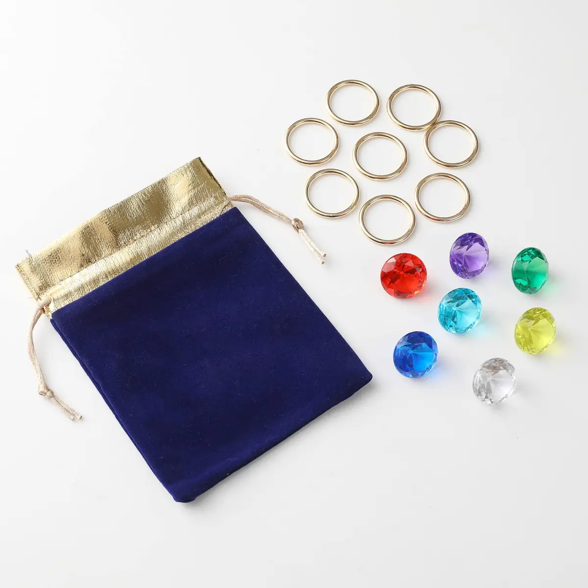 CORODER Blue Hedgehog Bag Include Acrylic Gems & Gold Rings | Kids Party Favor (6 inch x 4.7 inch) - view 3
