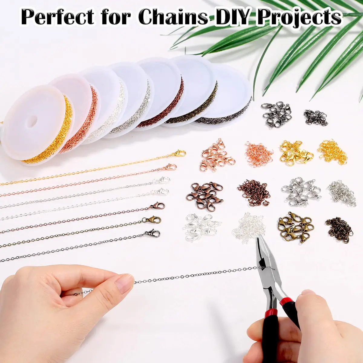 ROADPLUM Jewelry Making Chains 70Ft, 7 Colors 2mm | Bright, Wear-Resistant Necklace Chains - view 5