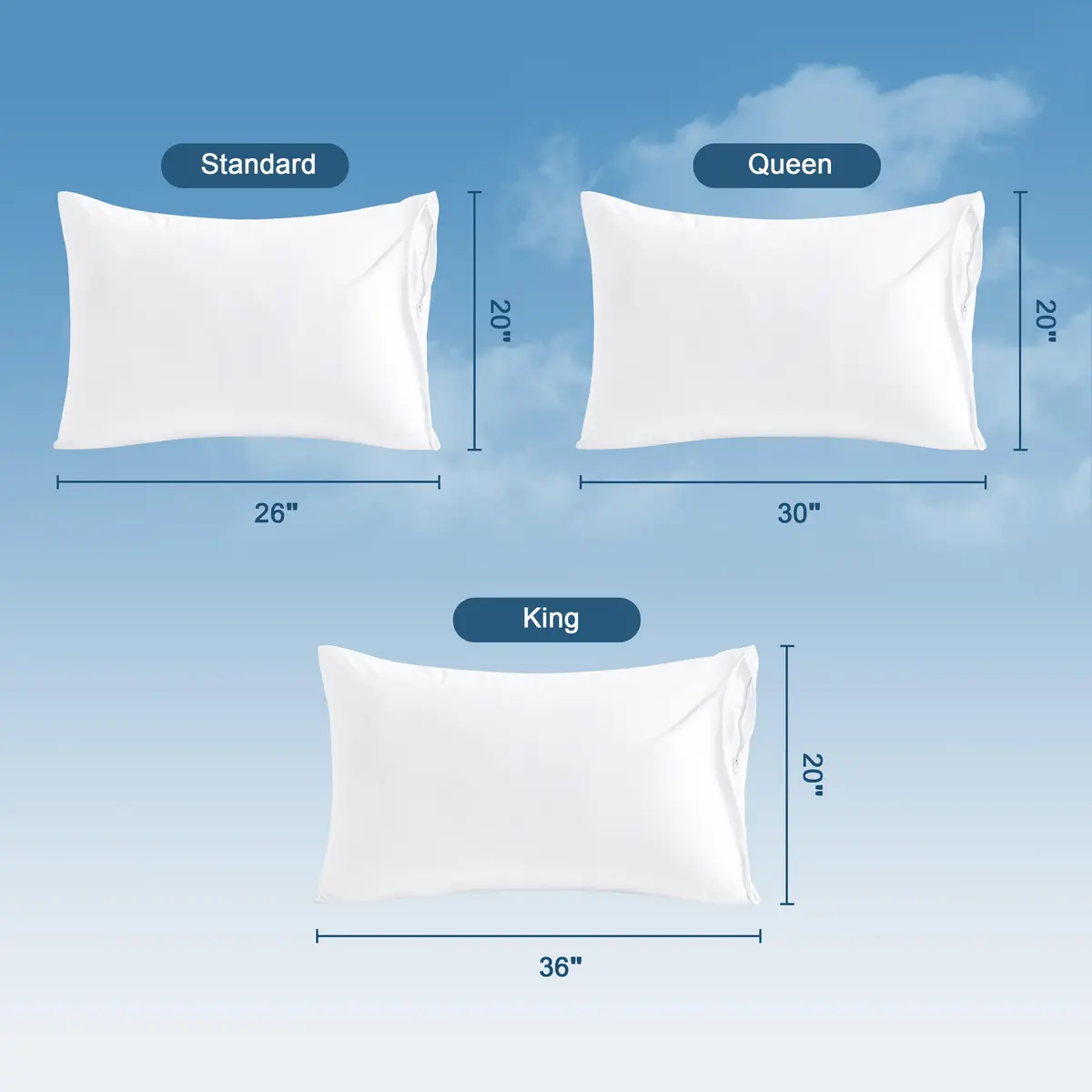 NTBAY Waterproof King Pillow Protectors 4 Pack | Quiet TPU Waterproof Layer, Zippered Full Coverage, Microfiber, White - view 2