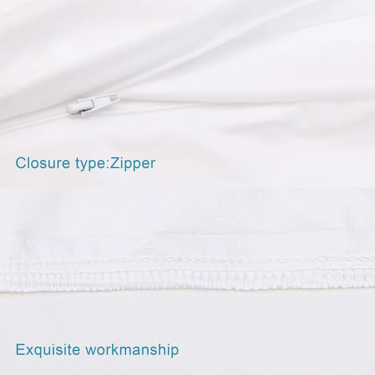 NTBAY Waterproof King Pillow Protectors 4 Pack | Quiet TPU Waterproof Layer, Zippered Full Coverage, Microfiber, White - view 4