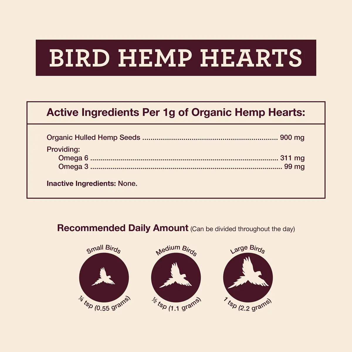 Hemp Well Organic Hemp Hearts for Birds 8 oz (227 g) | Immune & Relaxation Support - view 3