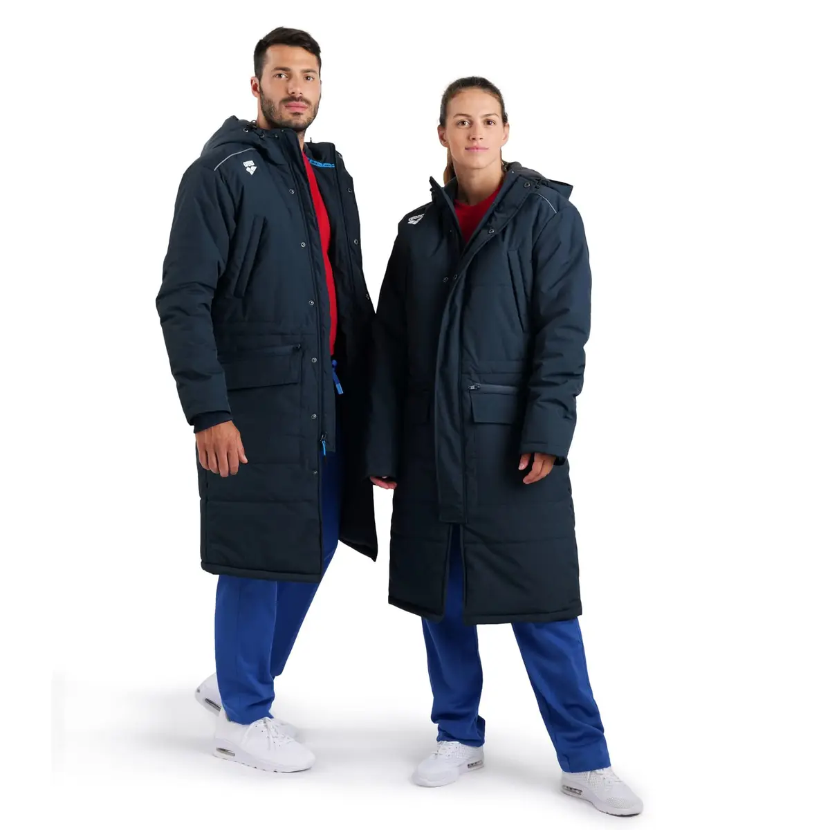 ARENA Unisex Adult Team Swim Parka Solid Fleece Winter Coat Waterproof Long Jacket, Navy, 3X-Large | Water-Resistant Performance Outerwear - view 7