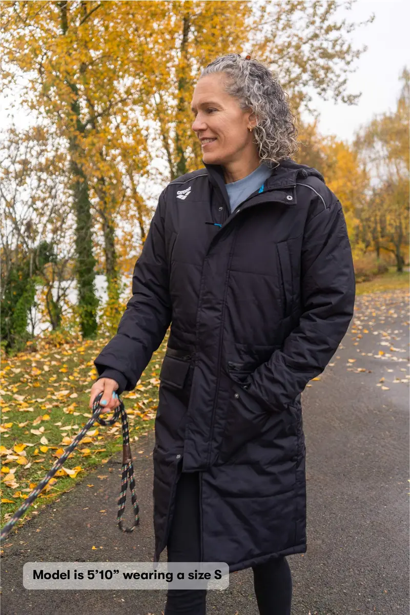 ARENA Unisex Adult Team Swim Parka Solid Fleece Winter Coat Waterproof Long Jacket, Navy, 3X-Large | Water-Resistant Performance Outerwear - view 2