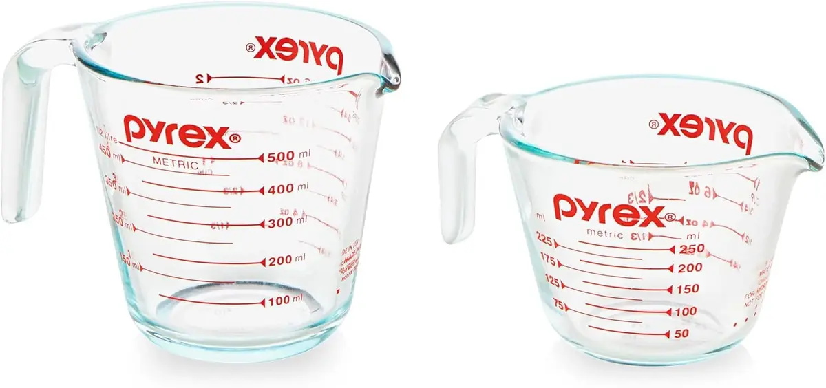 Pyrex Essentials Glass Measuring Cups Set 237ml (2 Cup) | Precise Pouring & Easy Cleanup - main product image