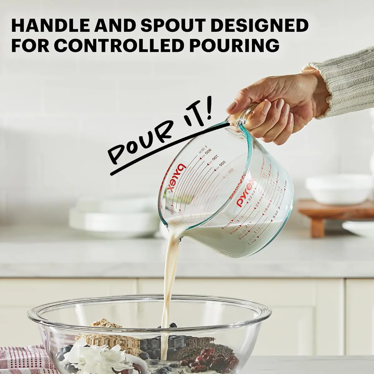Pyrex Essentials Glass Measuring Cups Set 237ml (2 Cup) | Precise Pouring & Easy Cleanup - view 5