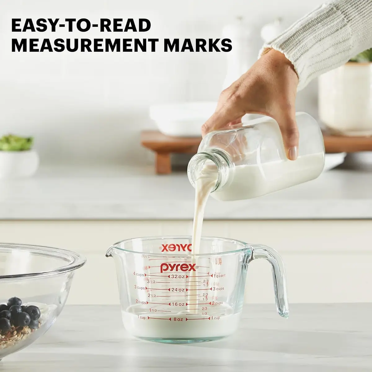 Pyrex Essentials Glass Measuring Cups Set 237ml (2 Cup) | Precise Pouring & Easy Cleanup - view 3