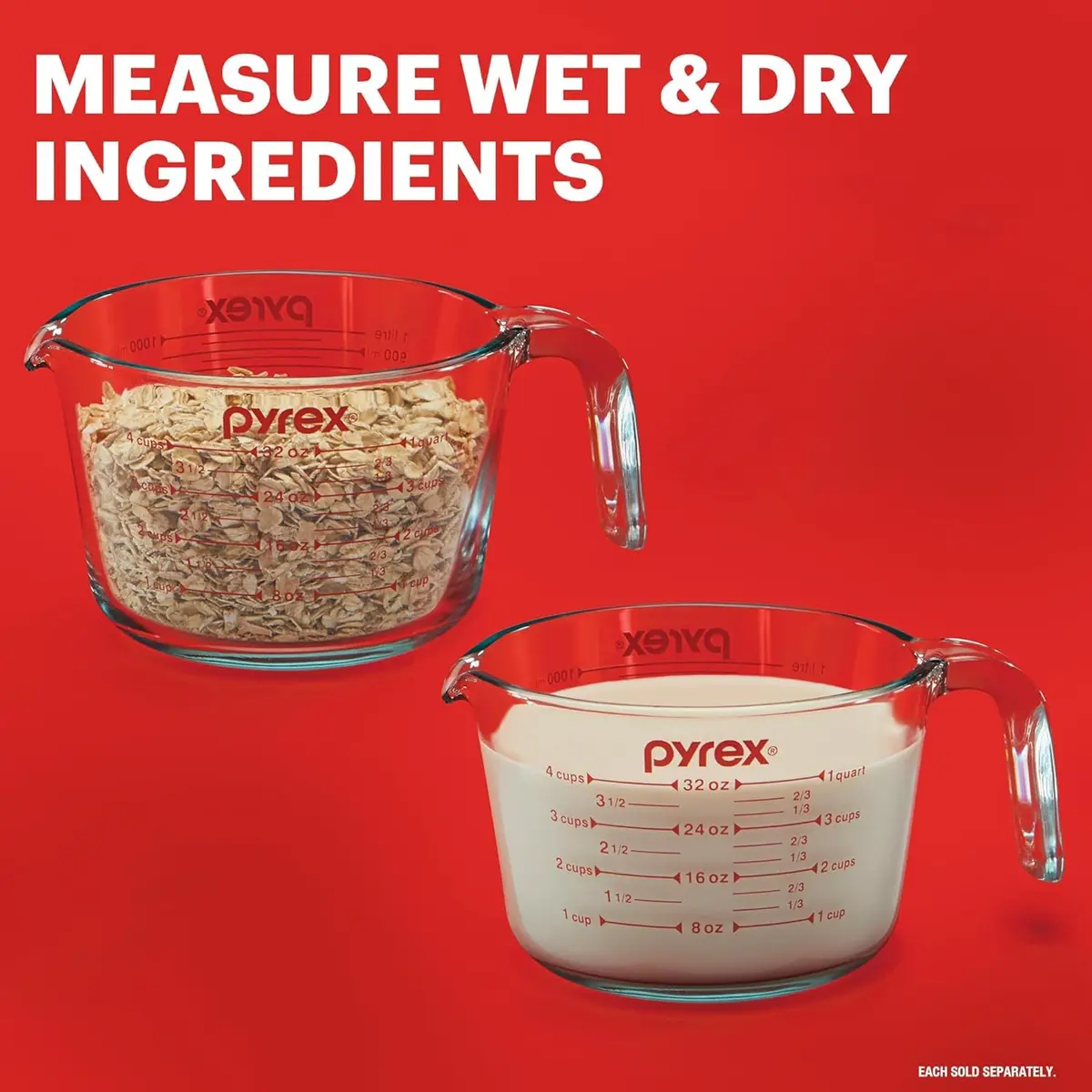 Pyrex Essentials Glass Measuring Cups Set 237ml (2 Cup) | Precise Pouring & Easy Cleanup - view 4