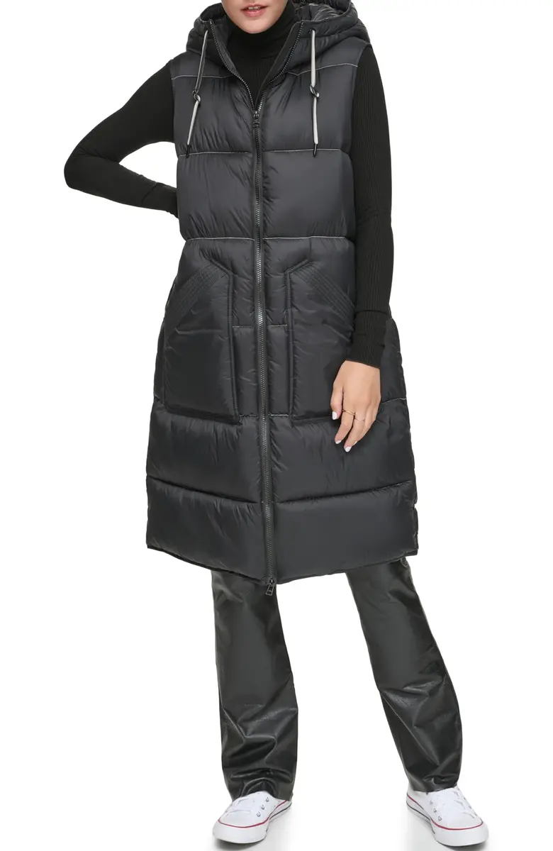 Andrew Marc Quilted Vest Black X-Large | Stylish Women's Puffer with Hood for Cold Weather - main product image