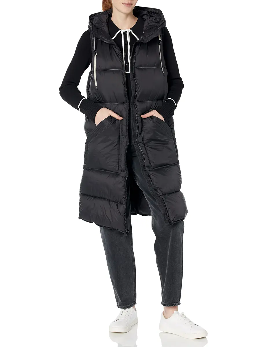 Andrew Marc Quilted Vest Black X-Large | Stylish Women's Puffer with Hood for Cold Weather - view 2