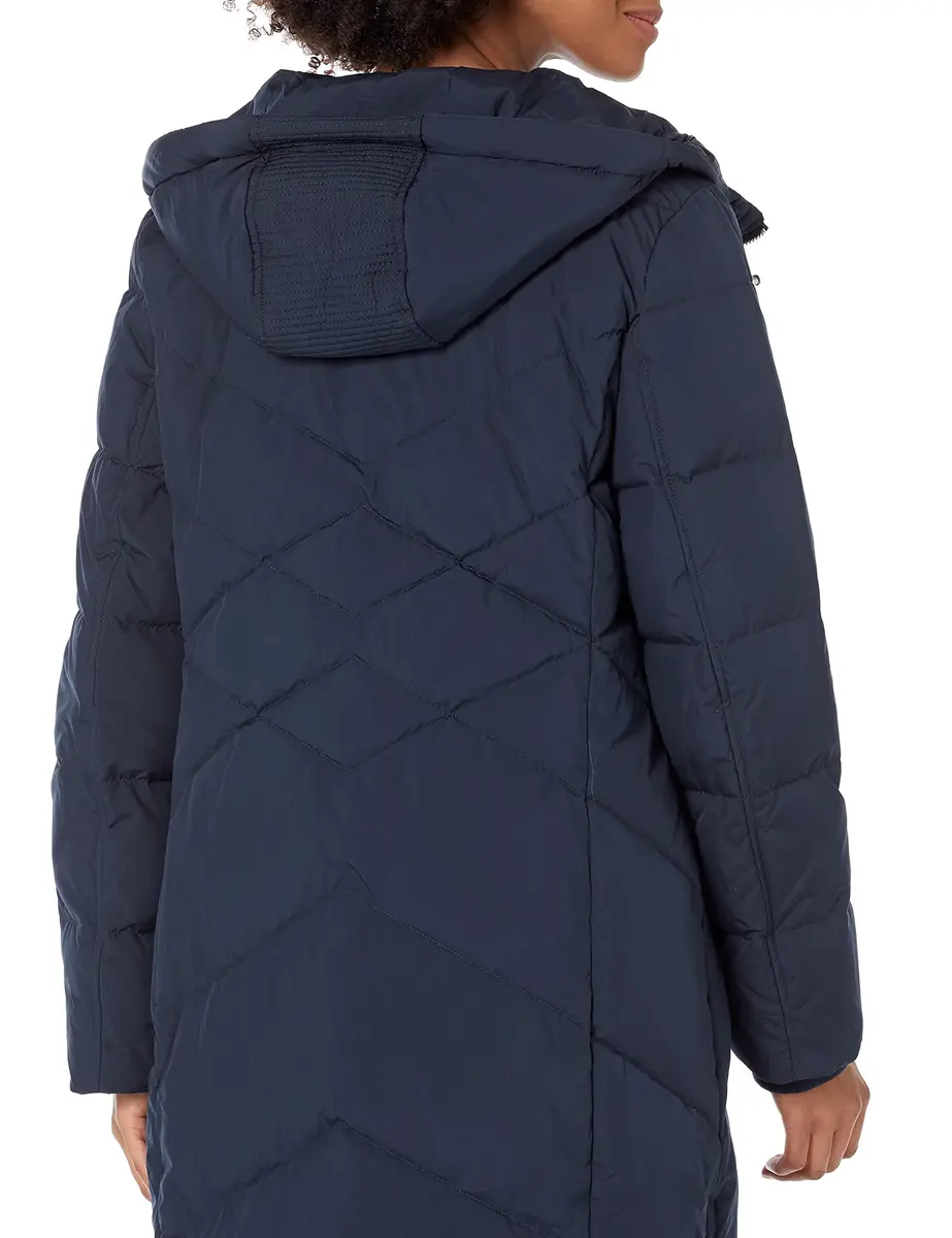 Andrew Marc Women's Long Down Jacket, Luxurious Ink, X-Small | Water-Resistant, Faux Fur Trim, Warm - view 3