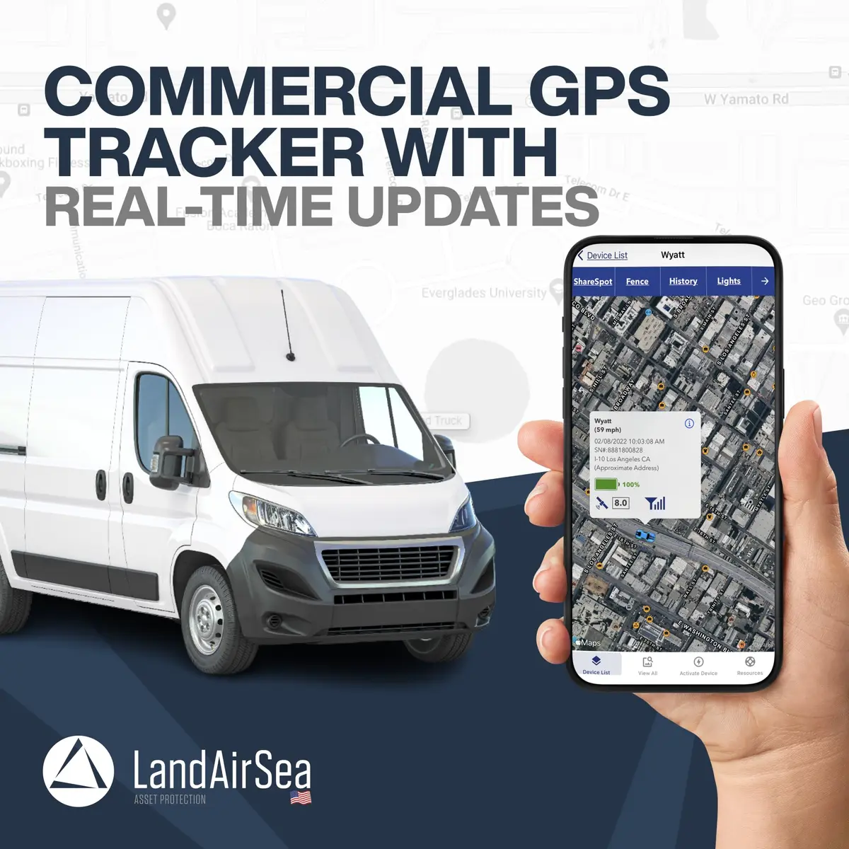 LandAirSea Overdrive GPS Tracker — Extended Battery, Waterproof, Magnetic | Real-Time Asset Tracking - view 2